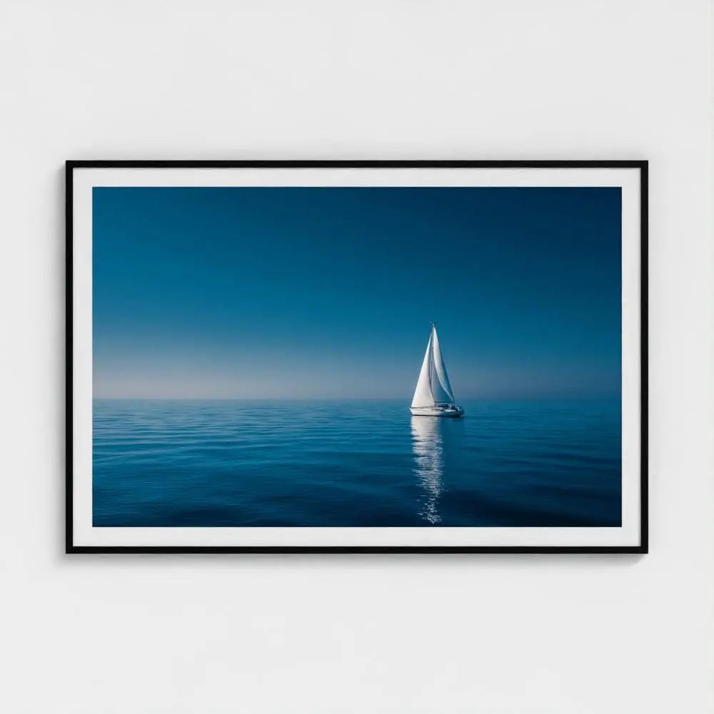 Quiet Passage — Sailboat Wall Art Print, Minimal Ocean Photography, Nautical Coastal Decor