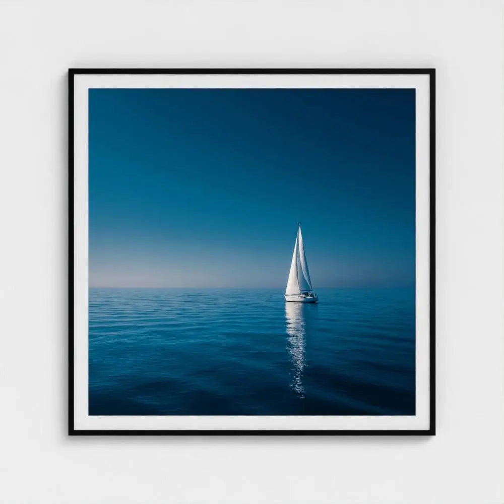 Quiet Passage — Sailboat Wall Art Print, Minimal Ocean Photography, Nautical Coastal Decor