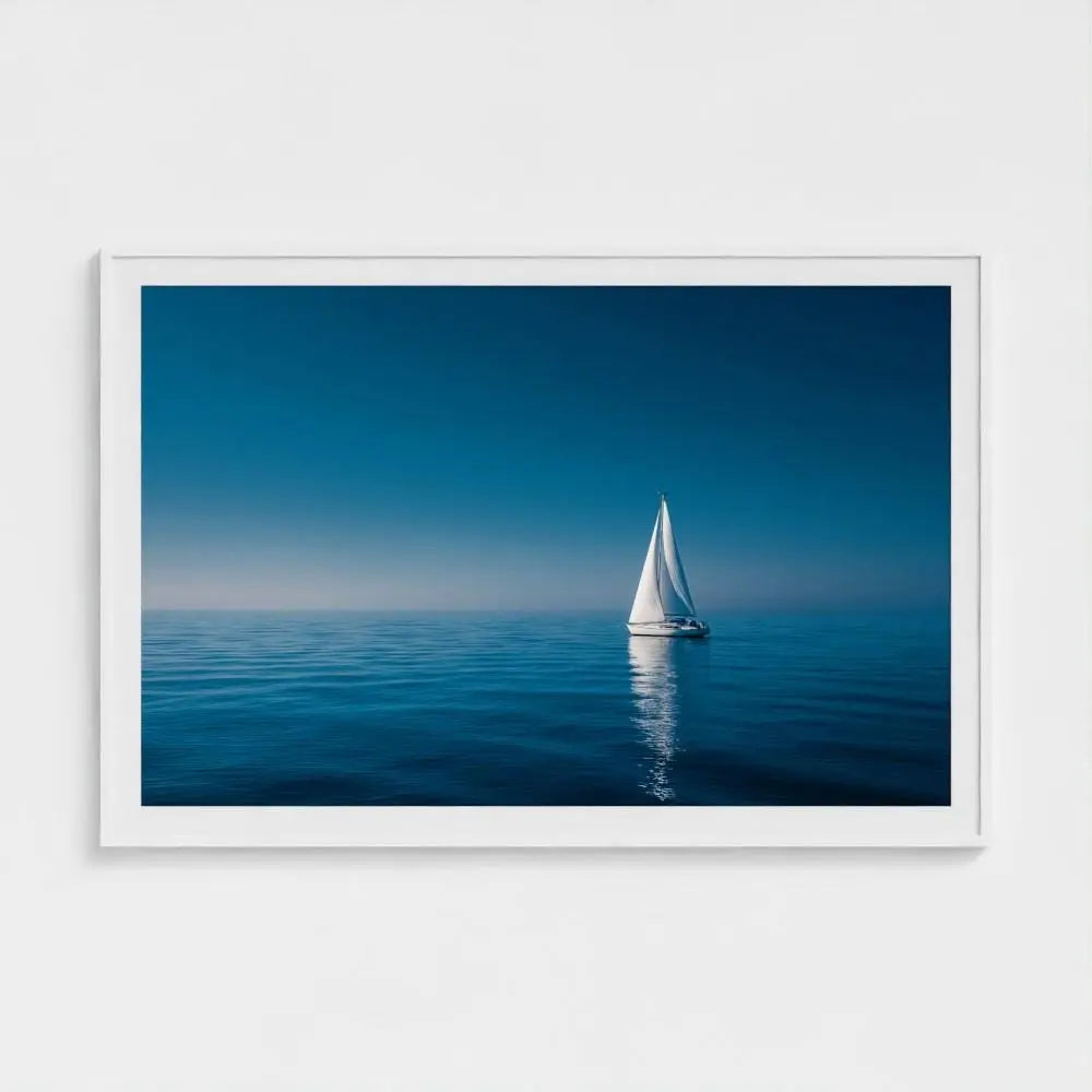 Quiet Passage — Sailboat Wall Art Print, Minimal Ocean Photography, Nautical Coastal Decor