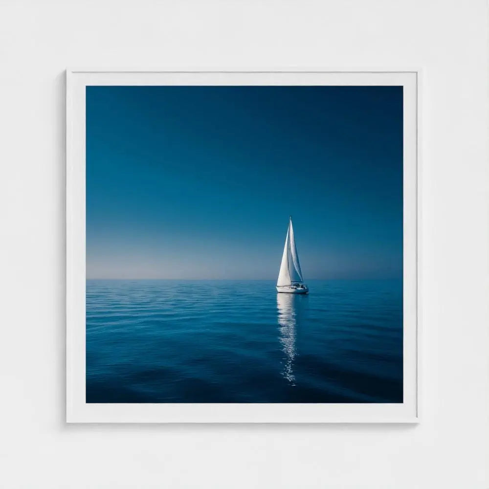 Quiet Passage — Sailboat Wall Art Print, Minimal Ocean Photography, Nautical Coastal Decor