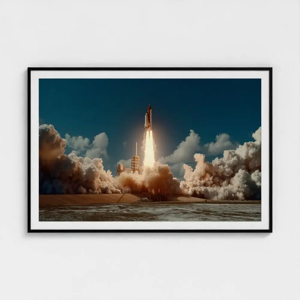 Rocket Launch Wall Art Print – Space Shuttle Liftoff Photography, Modern Space Deco