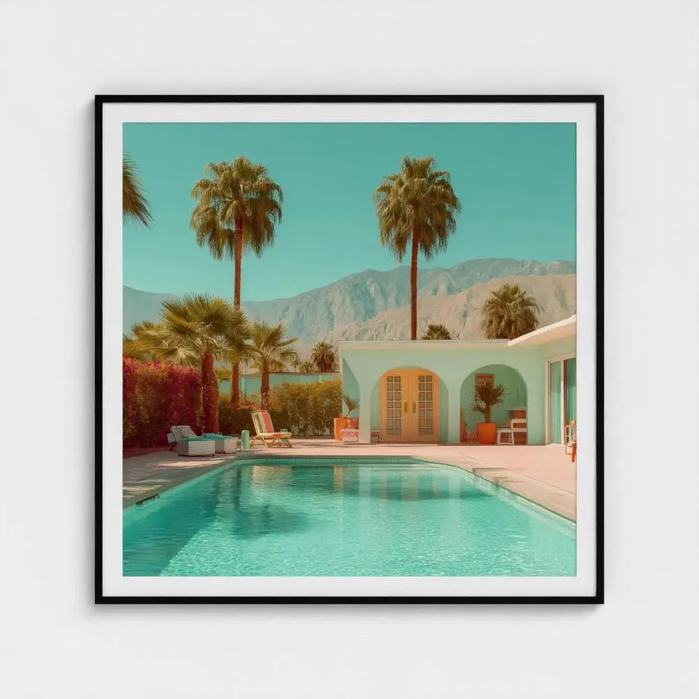 Palm Springs Pool Wall Art Print – Mid‑Century Modern Desert Photography