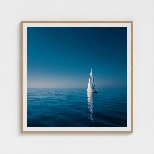 Quiet Passage — Sailboat Wall Art Print, Minimal Ocean Photography, Nautical Coastal Decor