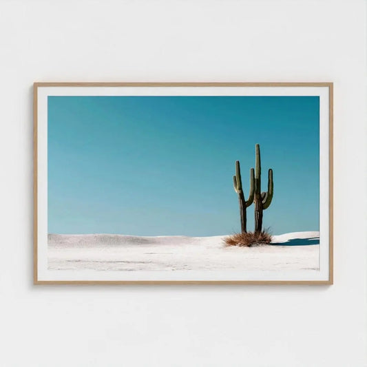 Salt & Saguaro — Desert Cactus Wall Art Print, Minimal Southwestern Photography, Turquoise Sky Modern Decor