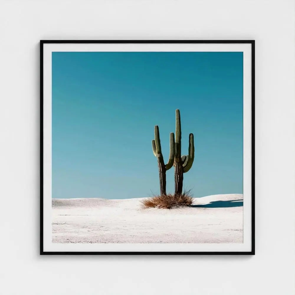 Salt & Saguaro — Desert Cactus Wall Art Print, Minimal Southwestern Photography, Turquoise Sky Modern Decor