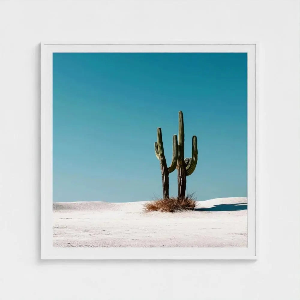 Salt & Saguaro — Desert Cactus Wall Art Print, Minimal Southwestern Photography, Turquoise Sky Modern Decor