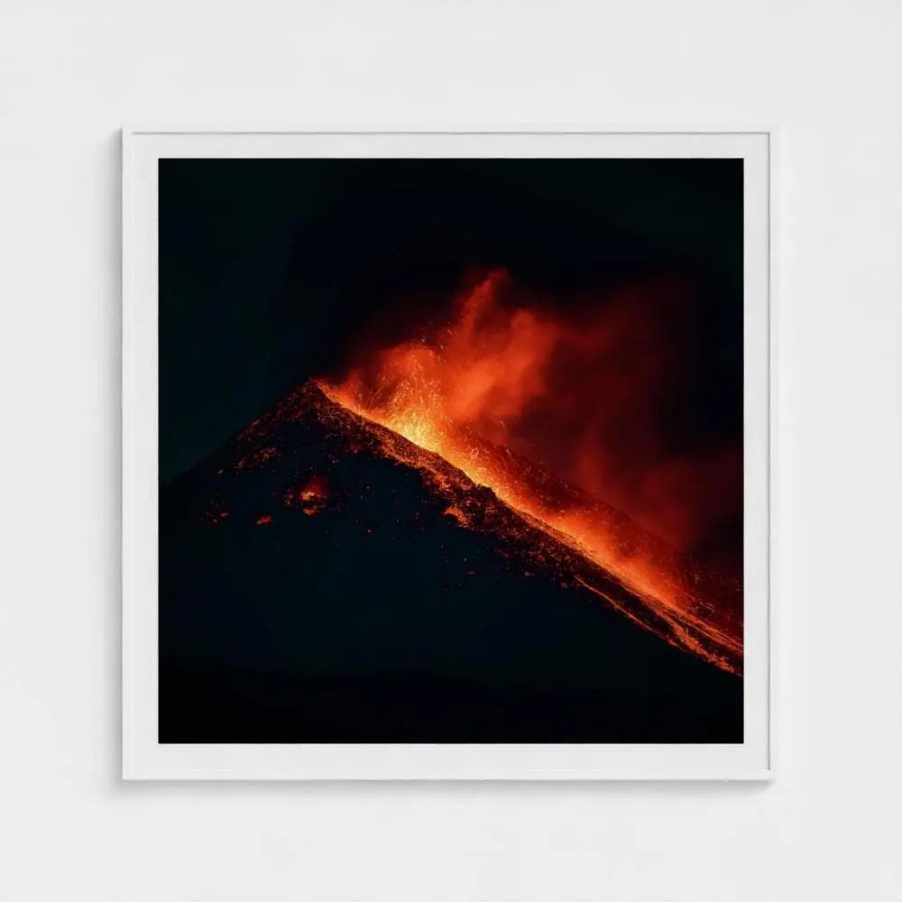 Volcano Eruption Wall Art Print – Fiery Lava Photography, Dramatic Nature Decor