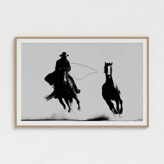 Black and White Cowboy Photography Print, Western Horse Wall Art, Rustic Ranch Decor