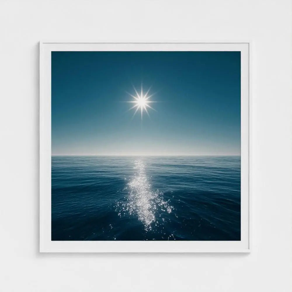 Ocean Horizon Photography Print, Minimalist Coastal Wall Art, Blue Sea and Sun Artwork, Modern Beach House Decor, Fine Art Seascape