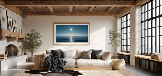 Ocean Horizon Photography Print, Minimalist Coastal Wall Art, Blue Sea and Sun Artwork, Modern Beach House Decor, Fine Art Seascape