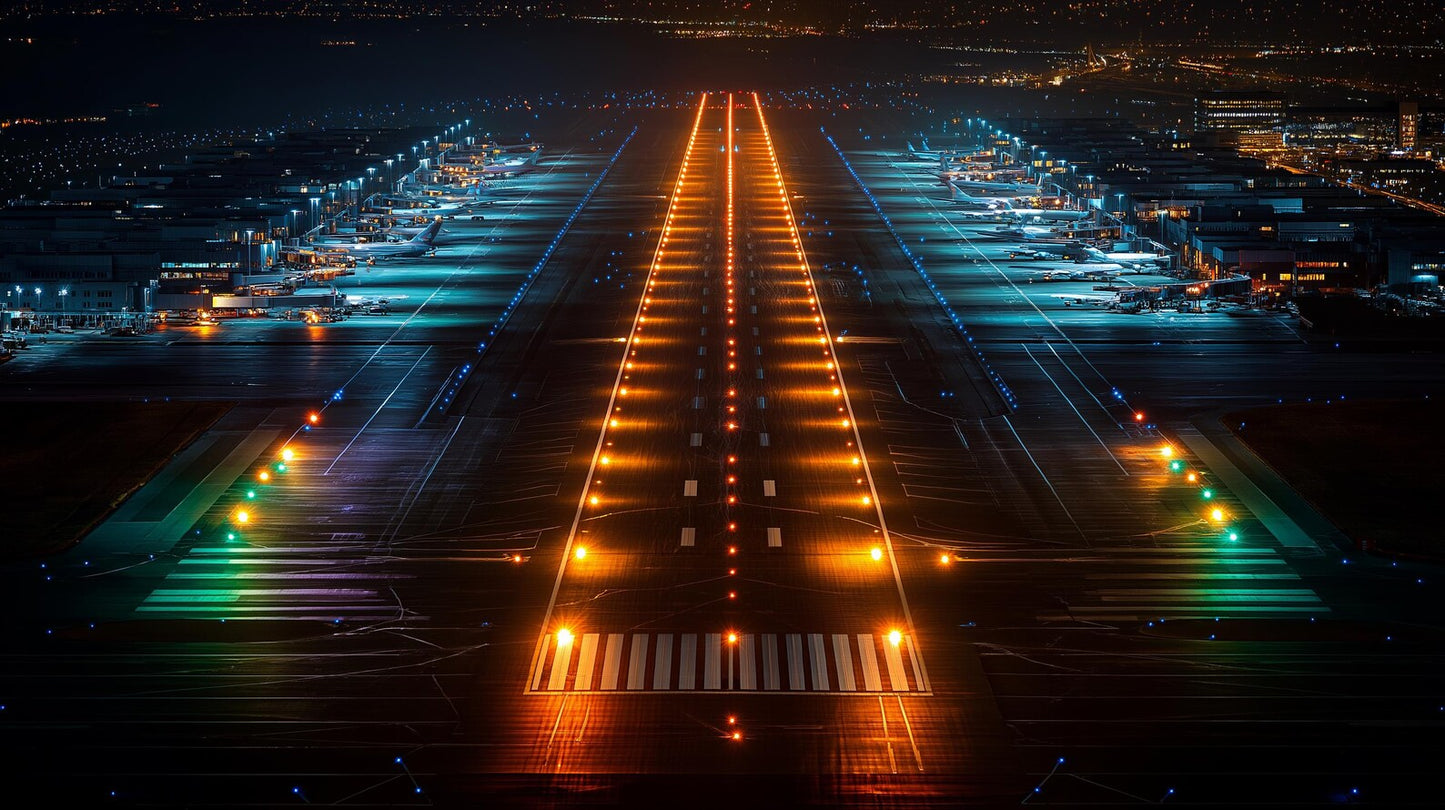 Raw unframed artwork — Runway Wall Art — Night Aviation Photography Print — source 10733187236143