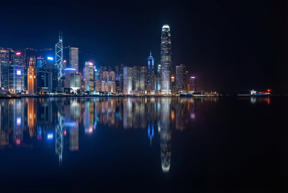 Raw unframed artwork — Hong Kong Wall Art — Harbour Night Photography Print — source 13238447112495