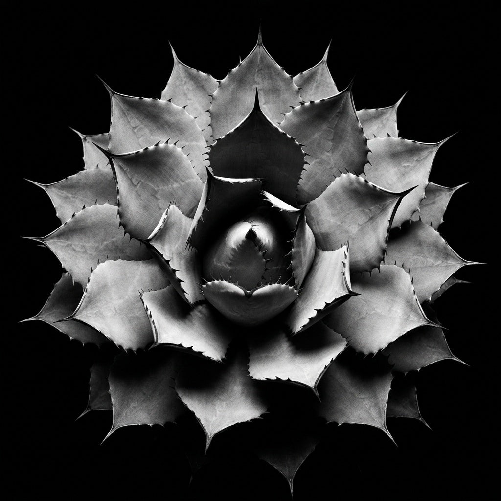 Raw unframed artwork — Agave Wall Art — Black and White Botanical Photography — source 13253416321327