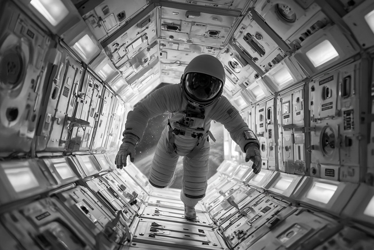 Raw unframed artwork — Astronaut Floating Into Airlock — Cinematic Photography | Studio Stevie — source 13344545505583
