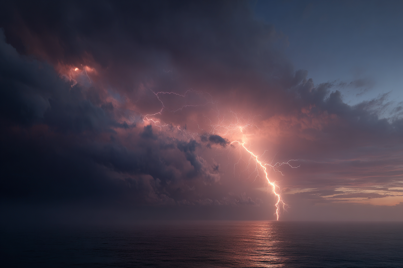 Raw unframed artwork — Lightning Storm Landscape — Minimalist Fine Art Print | Studio Stevie — source 13345567473967
