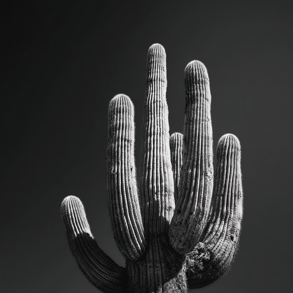 Raw unframed artwork — Desert Cactus Study — Black and White Photography | Studio Stevie — source 13345807335727