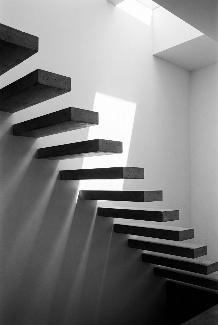 Raw unframed artwork — Floating Staircase — Minimalist Architectural Photography | Studio Stevie — source 13355003445551