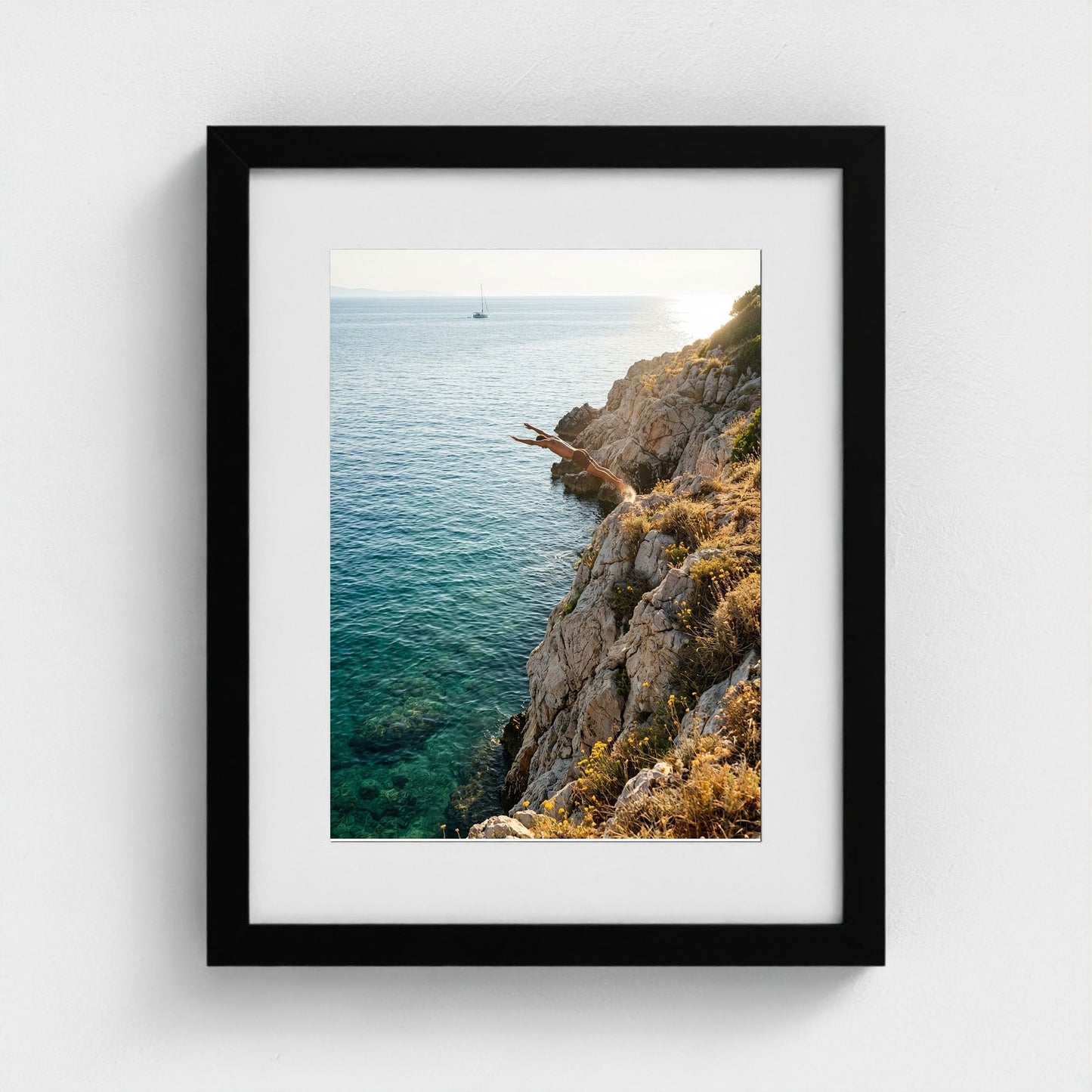 cliff-dive 11x14-black frame frame
