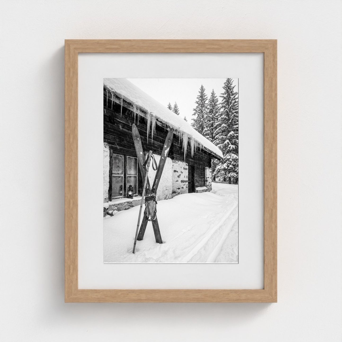 bw-gone-skiing 11x14-natural frame frame