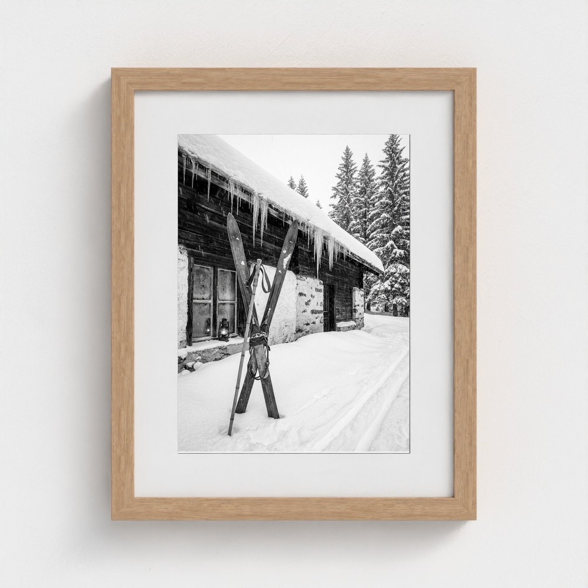 bw-gone-skiing 11x14-natural frame frame