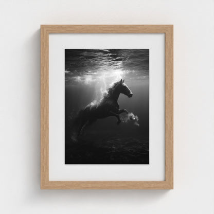 surreal-underwater-scene-of-horse-suspended-mid 11x14-natural frame frame