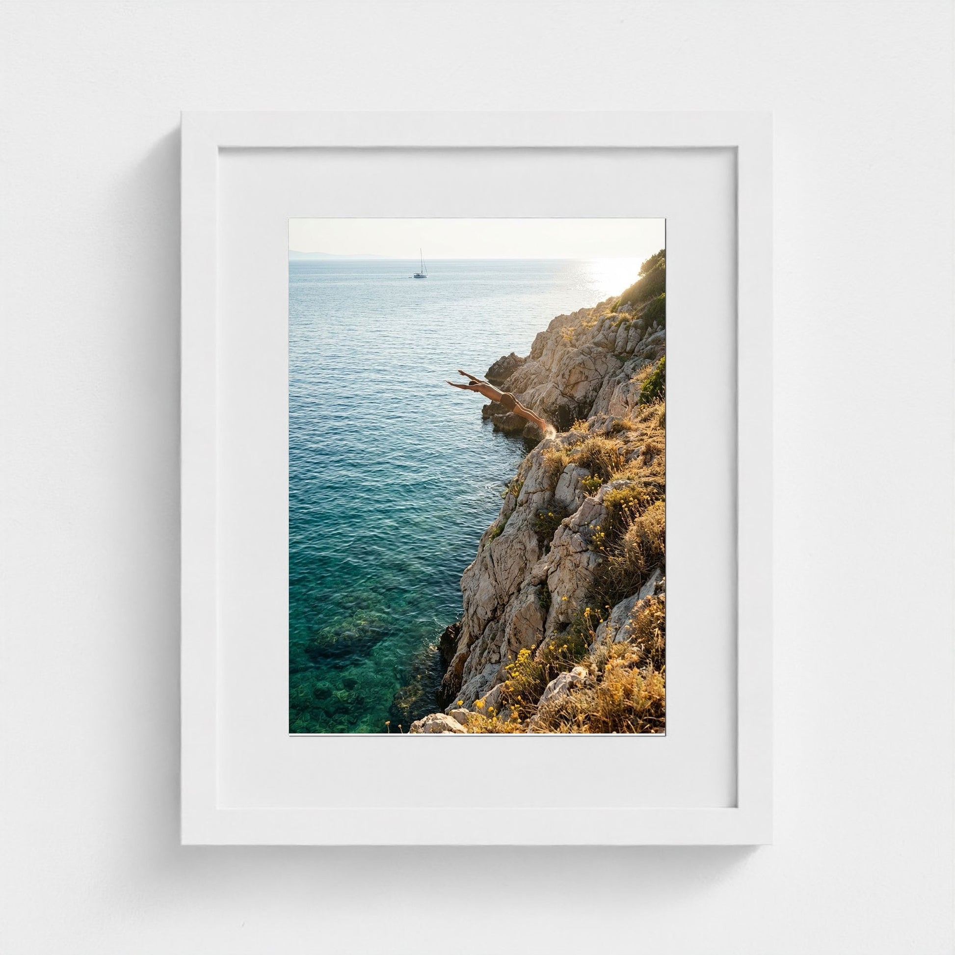 cliff-dive 11x14-white frame frame