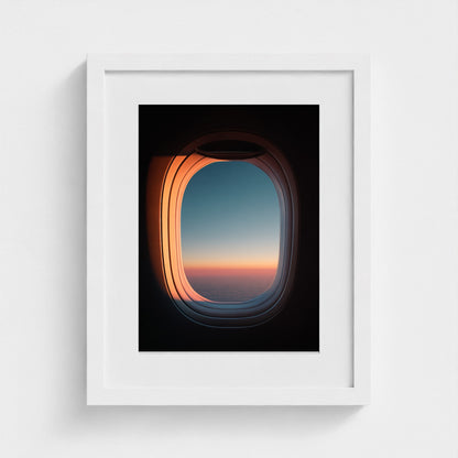 jet-window-view-with-gradient-sky-ultra-minimal 11x14-white frame frame