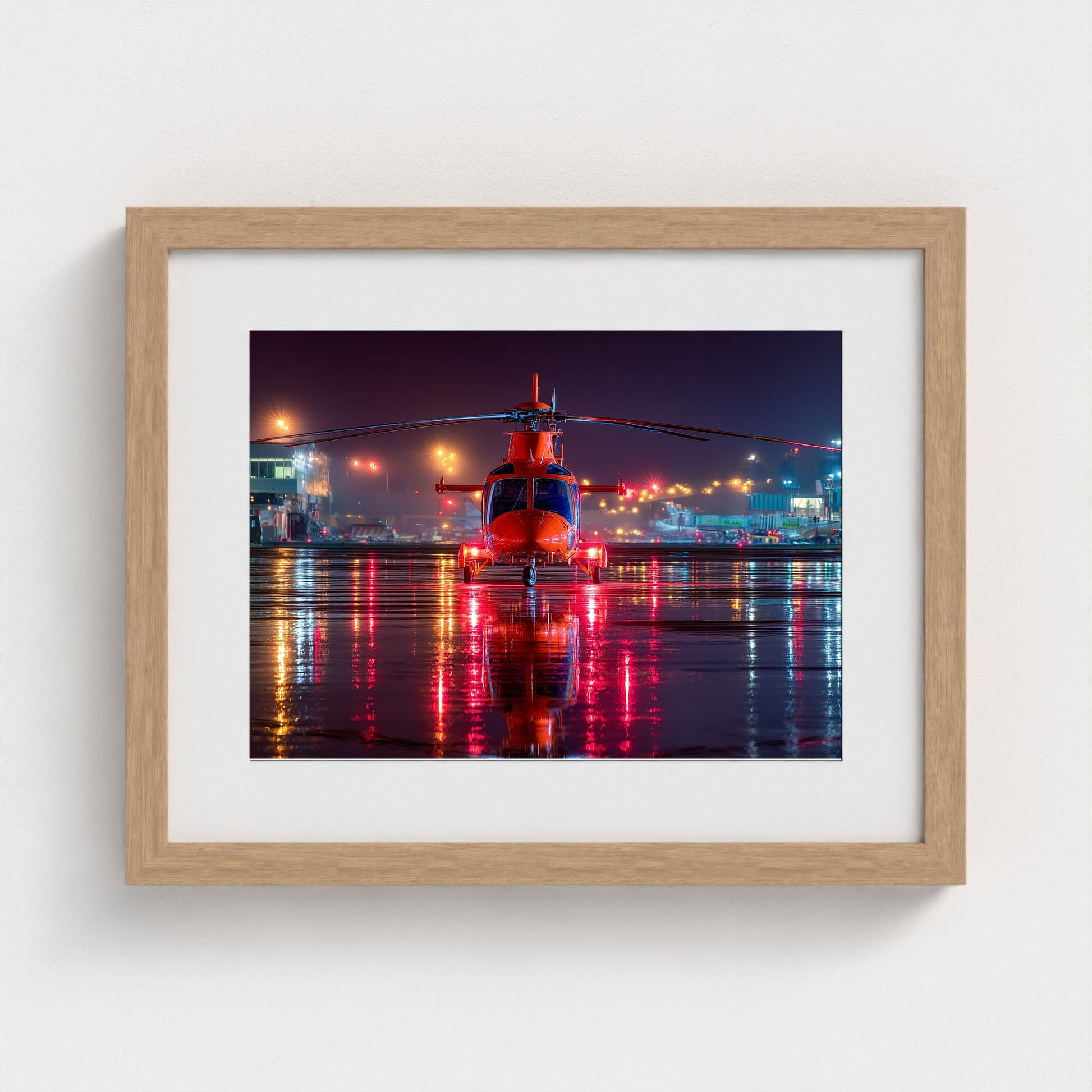 night-apron-with-reflections-wet-runway-reflecti 14x11-natural frame frame