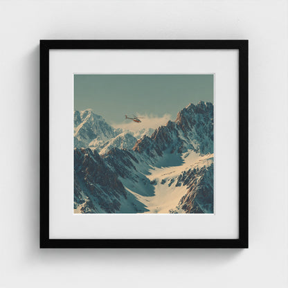 helicopter-in-colorodo-mountains-skiing-60s-retr 16x16-black frame frame