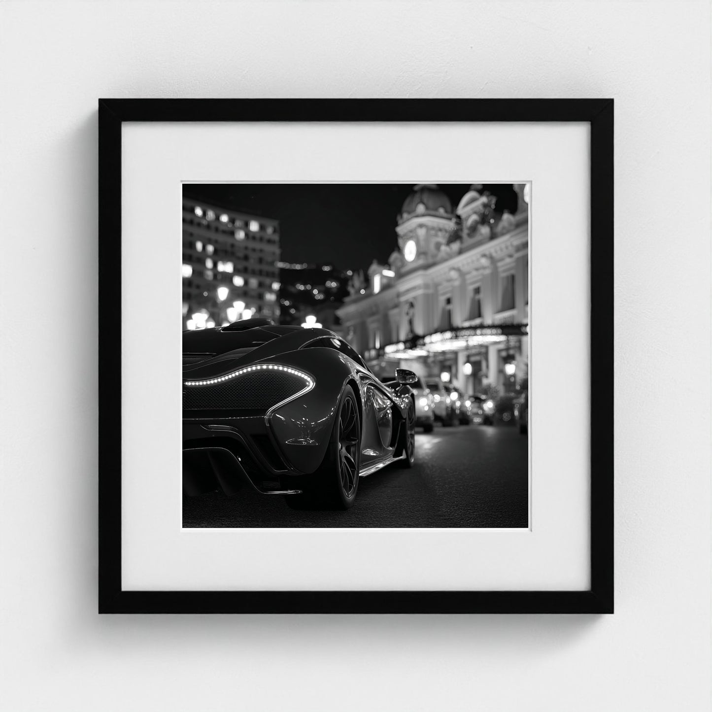 luxury-exotic-sports-car-in-montecarlo-at-night 16x16-black frame frame