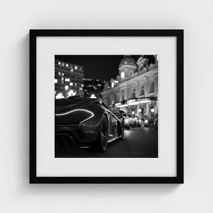 luxury-exotic-sports-car-in-montecarlo-at-night 16x16-black frame frame