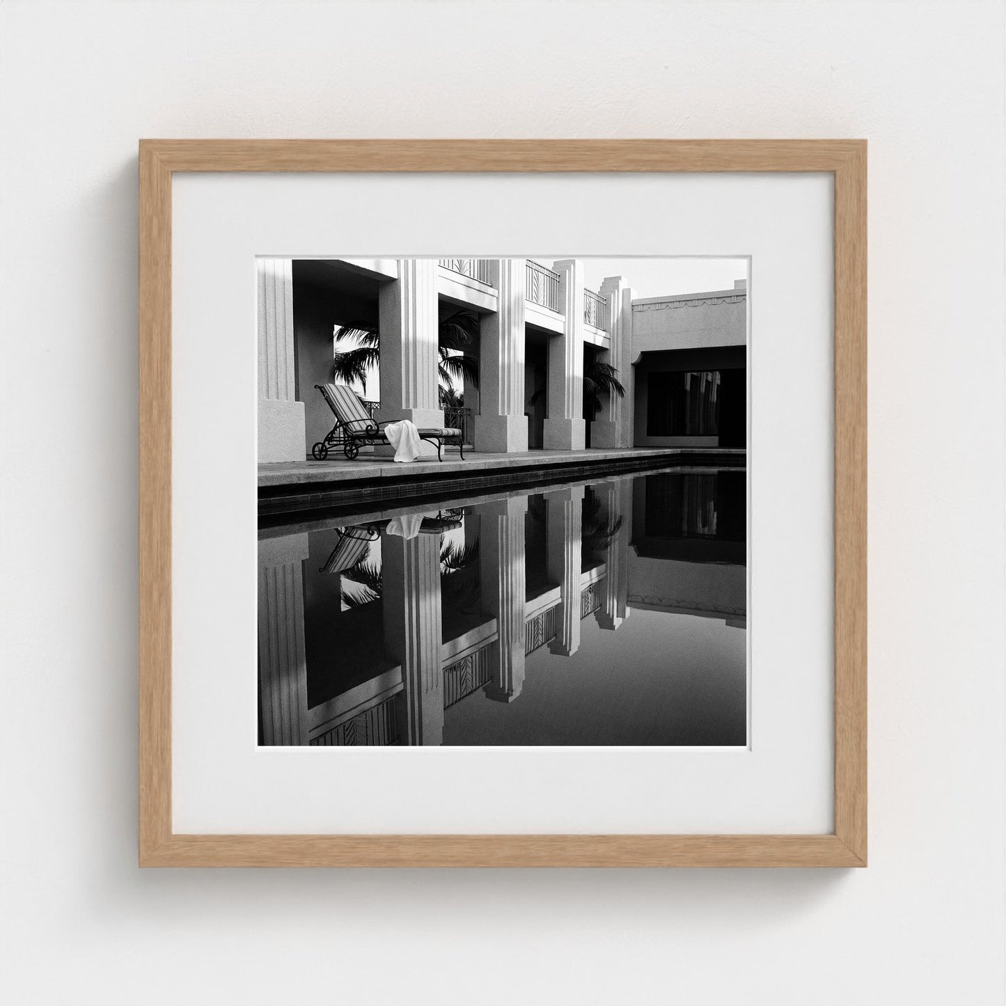 hotel-pool-dawn 16x16-natural frame frame