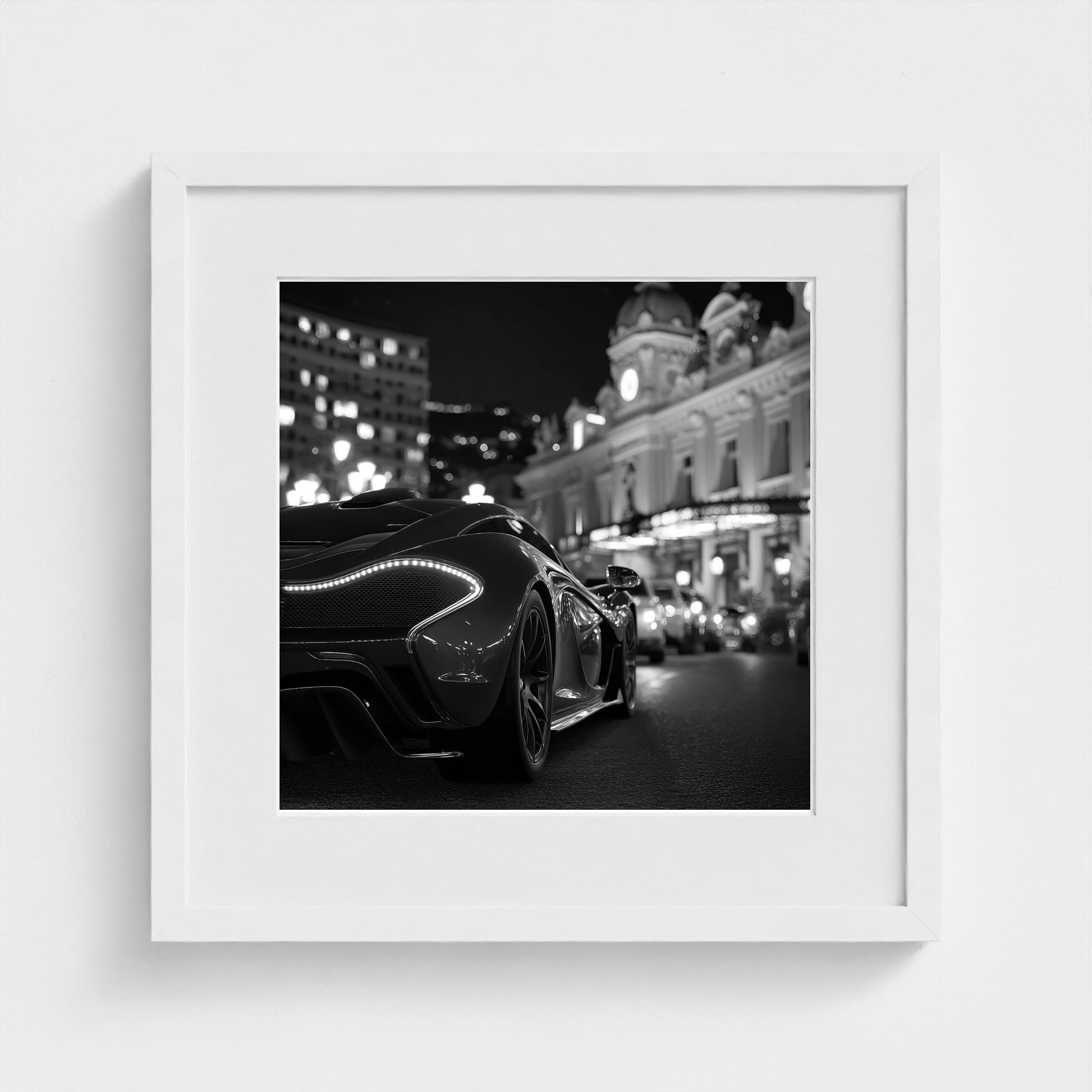 luxury-exotic-sports-car-in-montecarlo-at-night 16x16-white frame frame