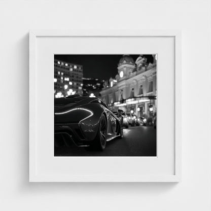 luxury-exotic-sports-car-in-montecarlo-at-night 16x16-white frame frame