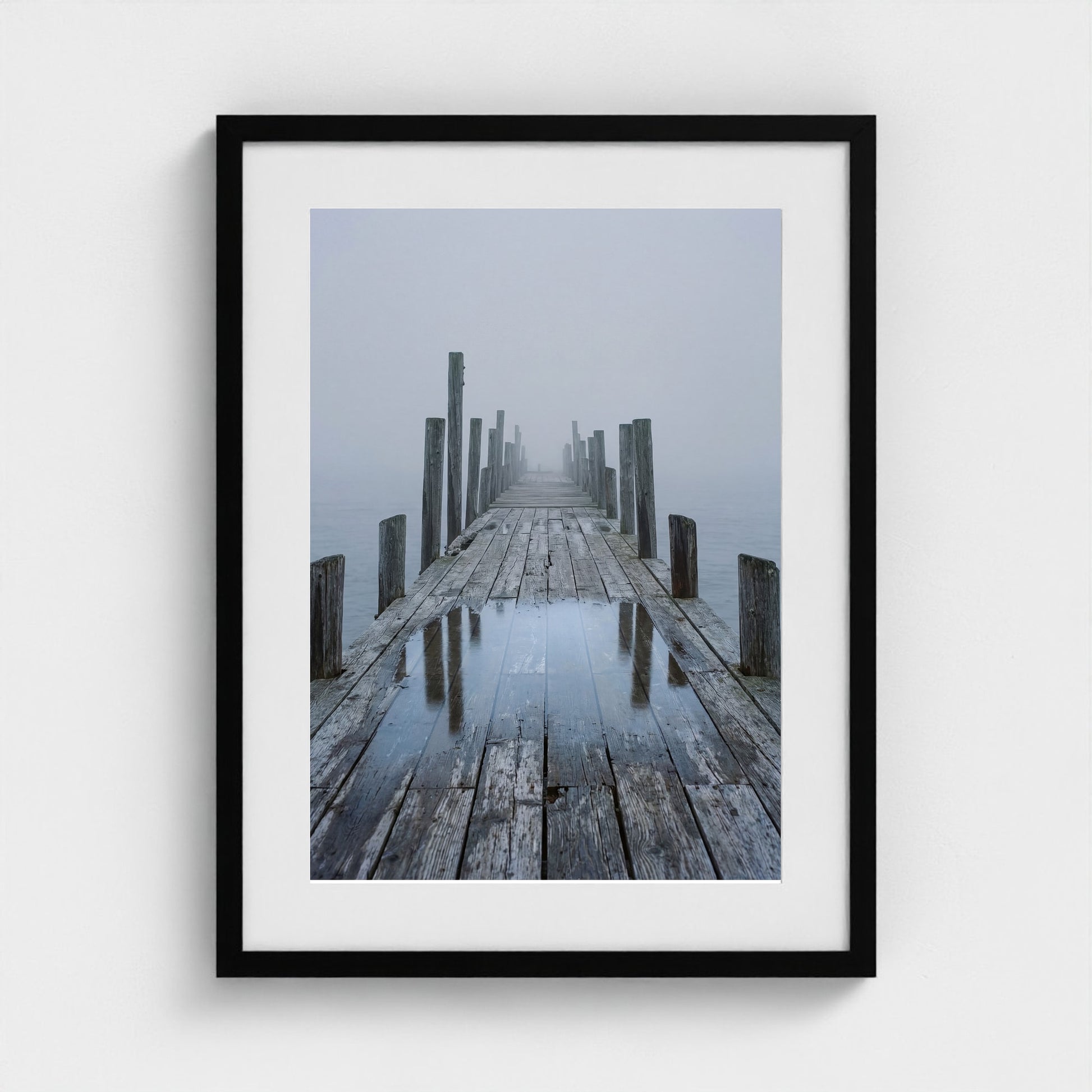 Fog Pier Wall Art - coastal pier fog photography wall art by Studio Stevie