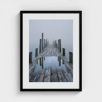 Fog Pier Wall Art - coastal pier fog photography wall art by Studio Stevie