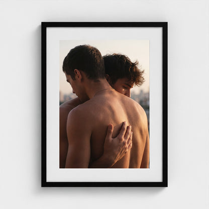 2026 03 12 19 42 00 Back Embrace Sunset 18x24-black frame — Fire Island Modern