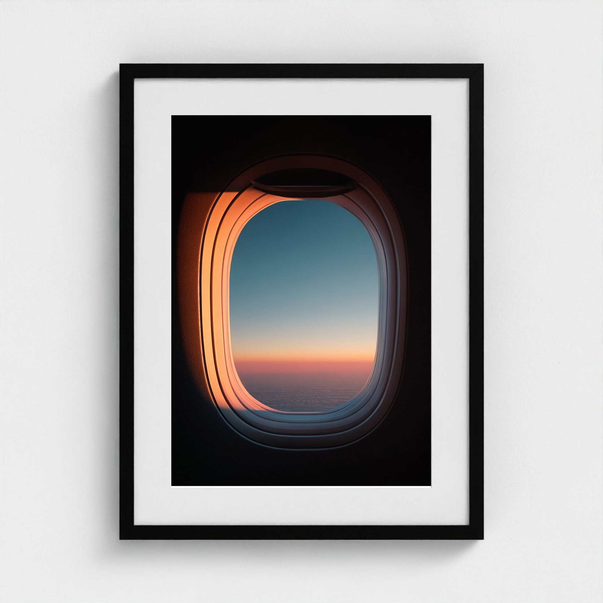 jet-window-view-with-gradient-sky-ultra-minimal 18x24-black frame frame