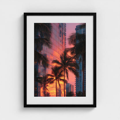 golden-hour-reflections-on-miami-modernist-high 18x24-black frame frame