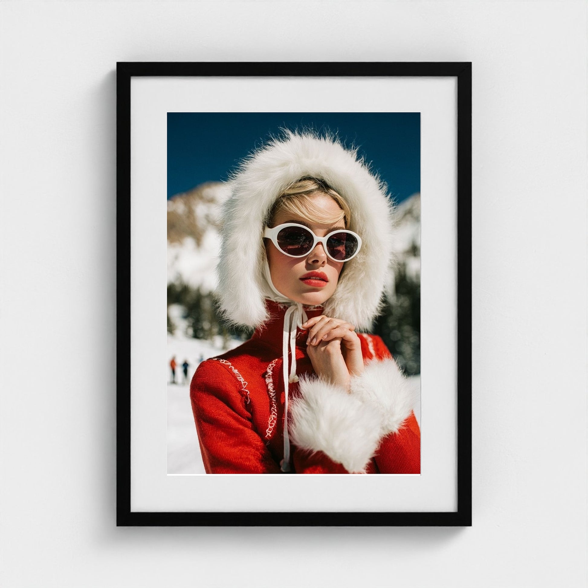 fashion-editorial-of-glamorous-woman-in-red-1960 18x24-black frame frame