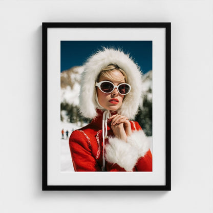 fashion-editorial-of-glamorous-woman-in-red-1960 18x24-black frame frame