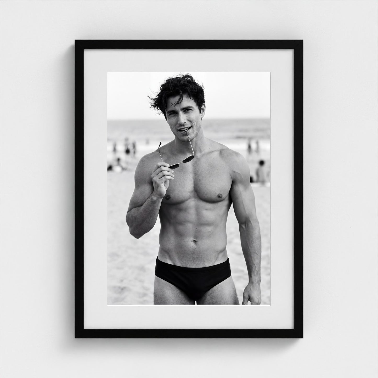 2026 03 12 19 33 00 Bw Beach Portrait Playful 18x24-black frame — Fire Island Modern