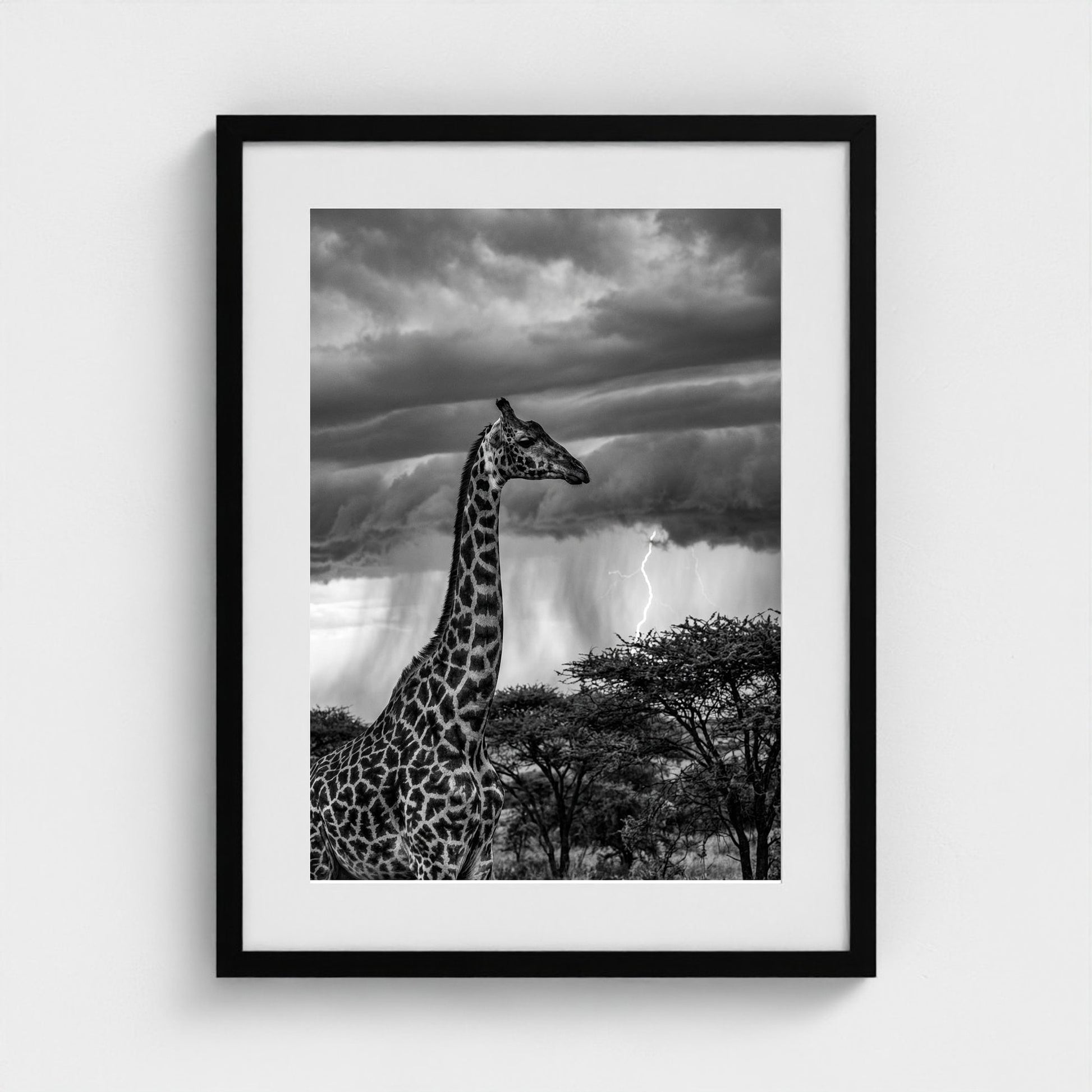 lone-giraffe 18x24-black frame frame