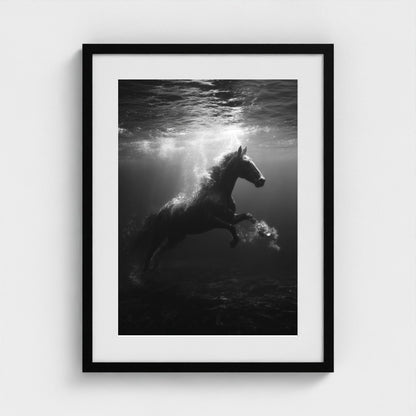 surreal-underwater-scene-of-horse-suspended-mid 18x24-black frame frame