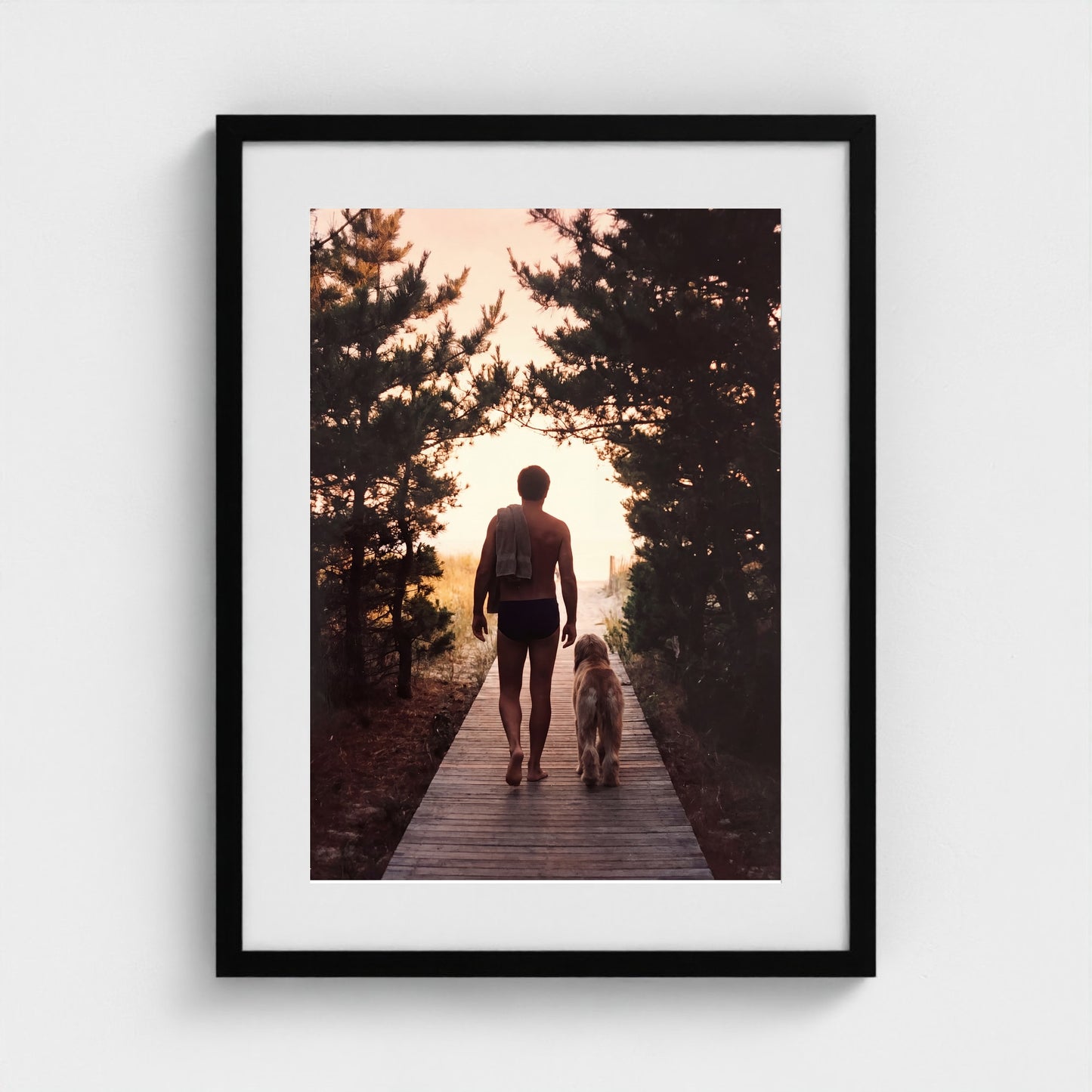 2026 03 12 22 31 00 Boardwalk Silhouette Safe 18x24-black frame — Fire Island Modern