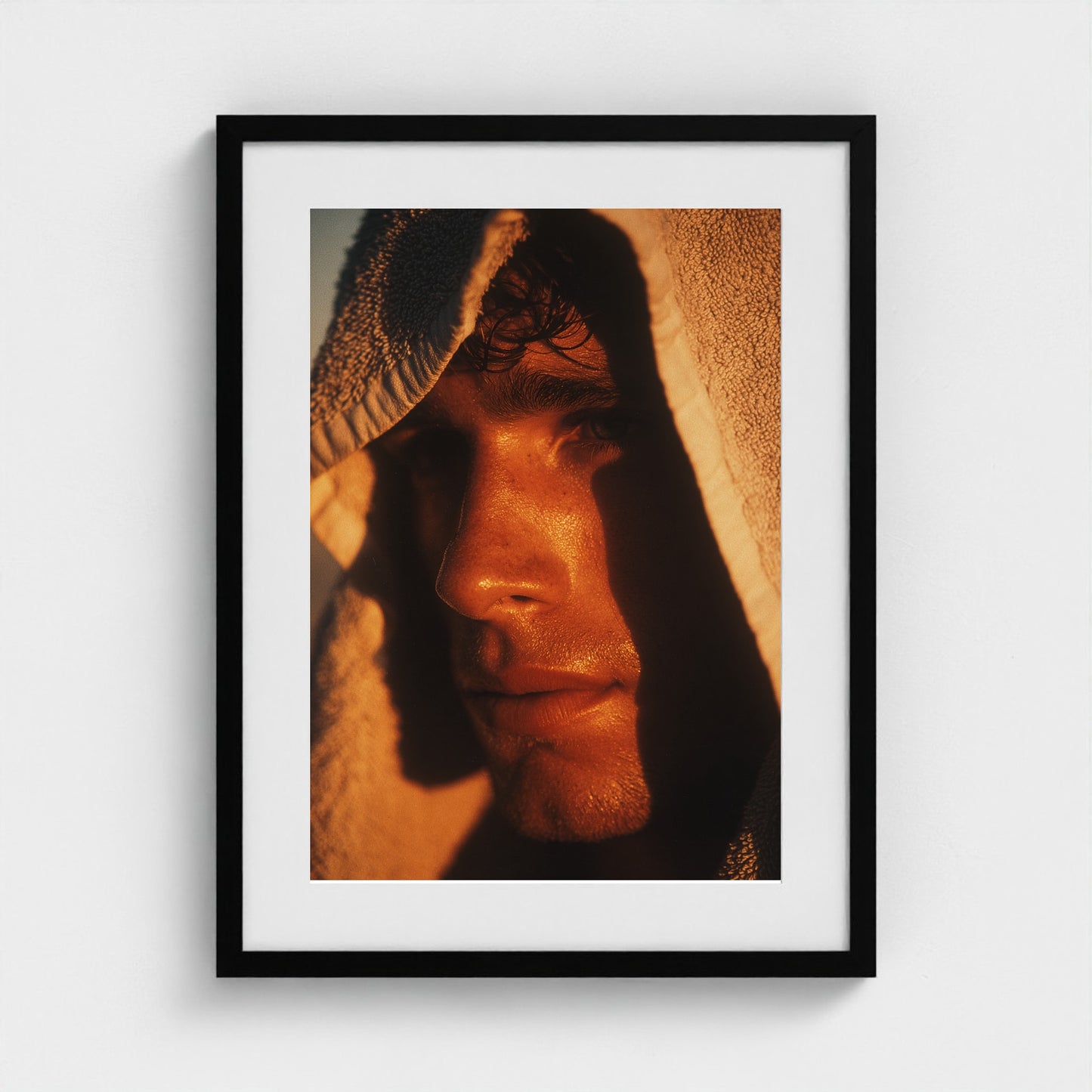 portrait-of-man-with-towel-over-shoulder-cinemat 18x24-black frame frame