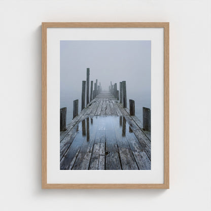 Fog Pier Wall Art - coastal pier fog photography wall art by Studio Stevie