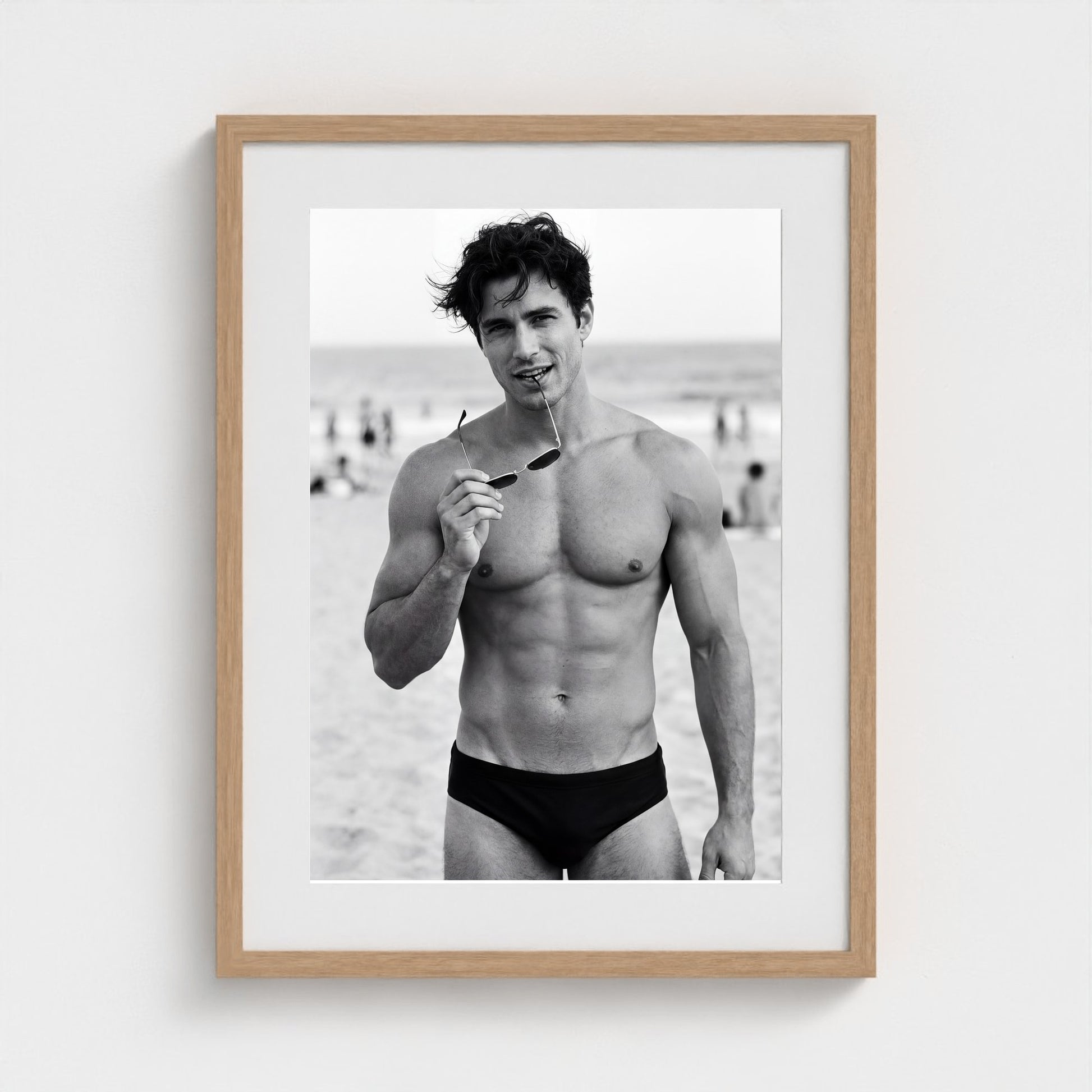 2026 03 12 19 33 00 Bw Beach Portrait Playful 18x24-natural frame — Fire Island Modern