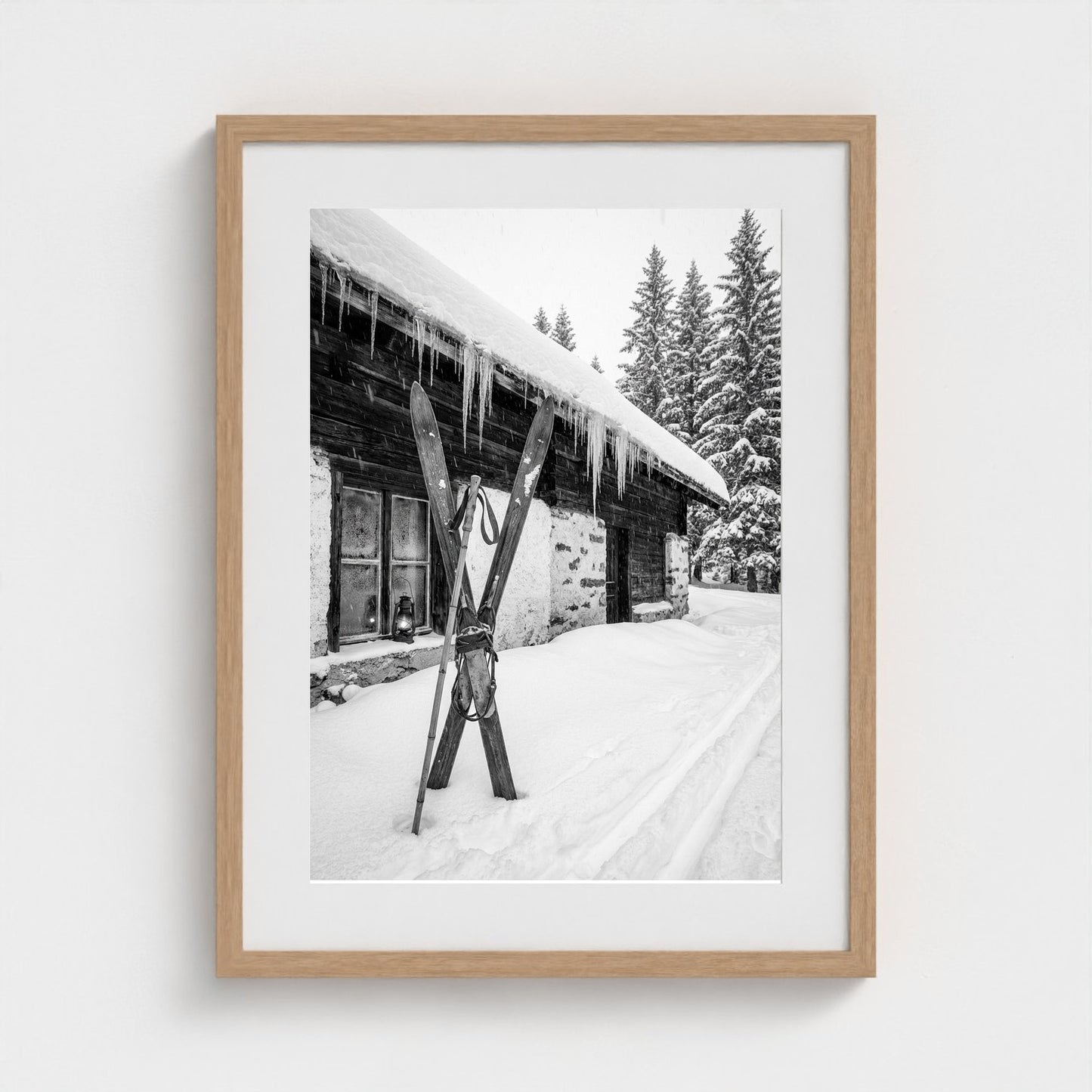 bw-gone-skiing 18x24-natural frame frame