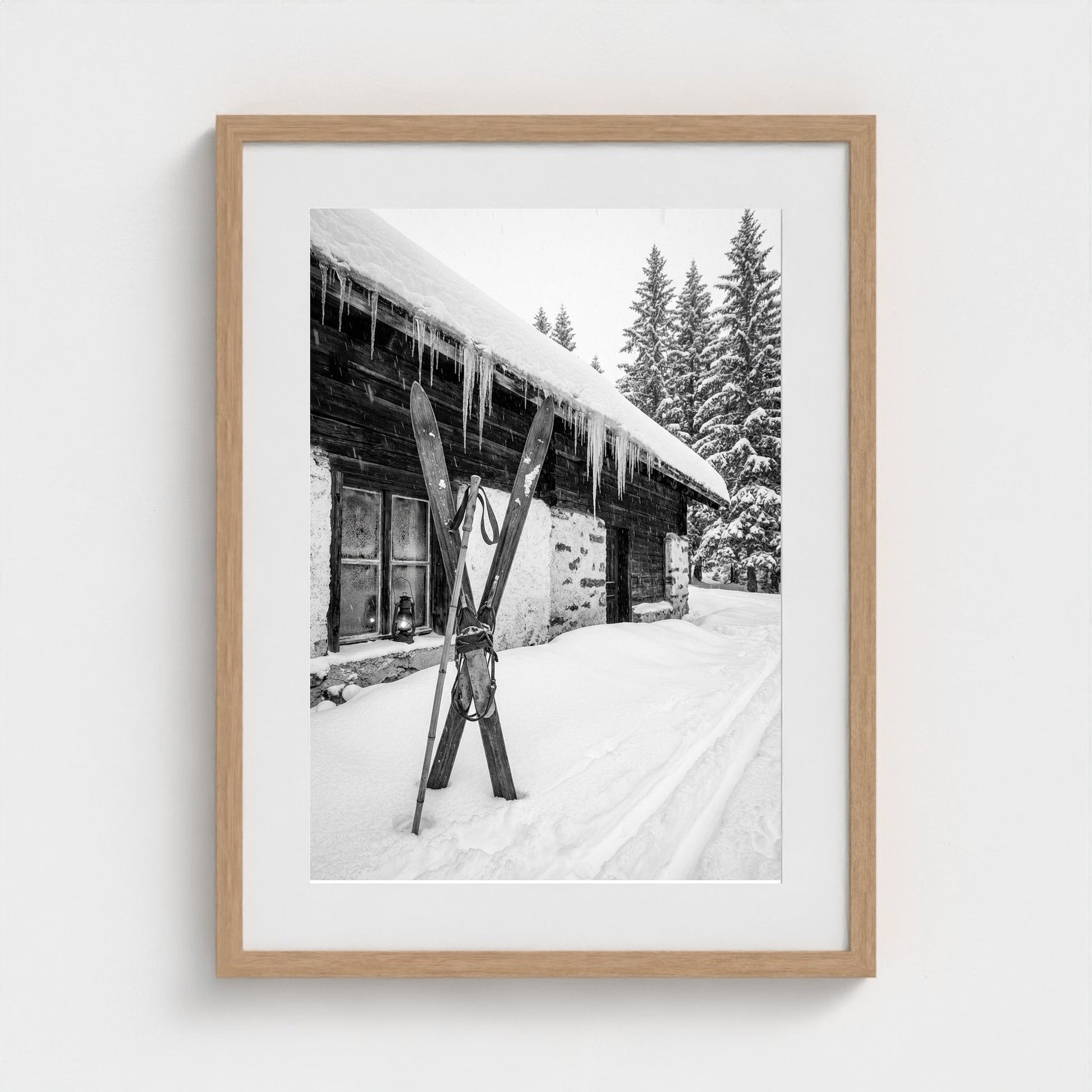 bw-gone-skiing 18x24-natural frame frame